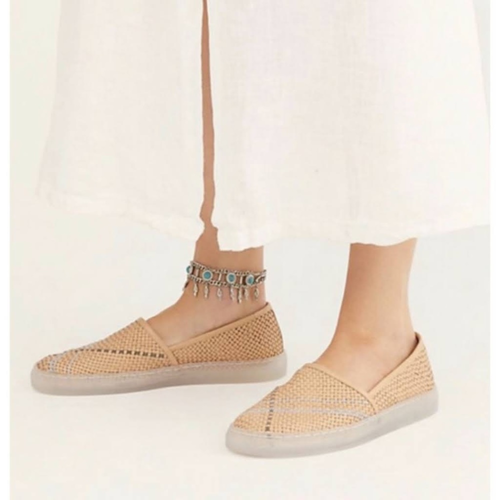 Free People Santorini Woven Leather Slip-On Sneakers